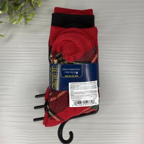 Polo Ralph Lauren Girl's Socks Polo Bear Set of 3 pairs 10-13 shoes / 4-6x socks - Picture 6 of 7